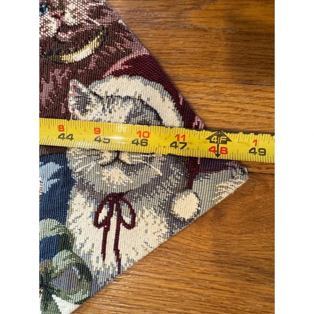 Vintage Christmas Cats Woven Tapestry Table Runner Holiday Decor 48 Inch